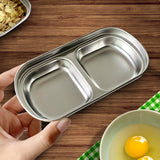 SOGA 15cm Silver Sauce Pan with Two Compartments Divided Sauce Dish Kitchen