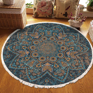 SOGA 2X 120cm Mandala Pattern Circle Area Rugs for Living Room Lounge, Anti-slip Doormat, Home Decor