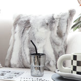 SOGA 45cm Throw Pillow Floral Gray Rabbit Fur Square Warm Cozy Decorative Cushion Home Decor