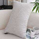 SOGA 35cm Throw Pillow Off White Lumbar Embroidered Decorative Cover Stitch for Home Decor