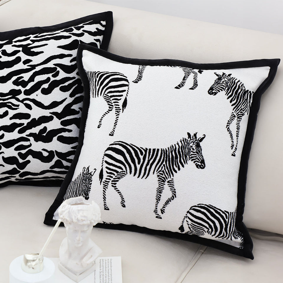 SOGA 45cm Black and White Light  Luxury Zebra Cushion Decorative Square Pillow Living Room