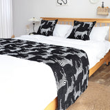 SOGA 1.8m Bed Light Luxury Black Zebra Vintage Bed Scarf Runner Bedding Tail Pad Flag For Home Hotel Set of 3