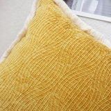 SOGA 50cm Throw Pillow Turmeric Yellow Aesthetic Chenille Texture for Home Decor