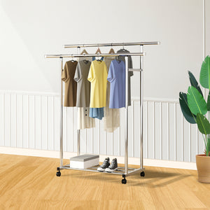 SOGA 120cm Stainless Steel Floor-Standing Clothes Rack - Durable and Space-Saving Laundry Organizer