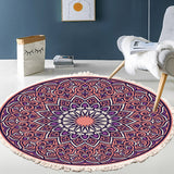 SOGA 90cm Purple Mandala Round Carpet for Living Room Bedroom Anti-slip Doormat Home Decor