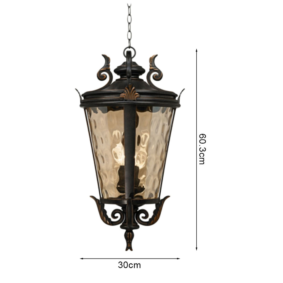 Vintage Lamp 4X 60.3cm Aluminum & Glass Lantern Elegant Chandelier Style Classic Hanging Light Antique-Inspired Design