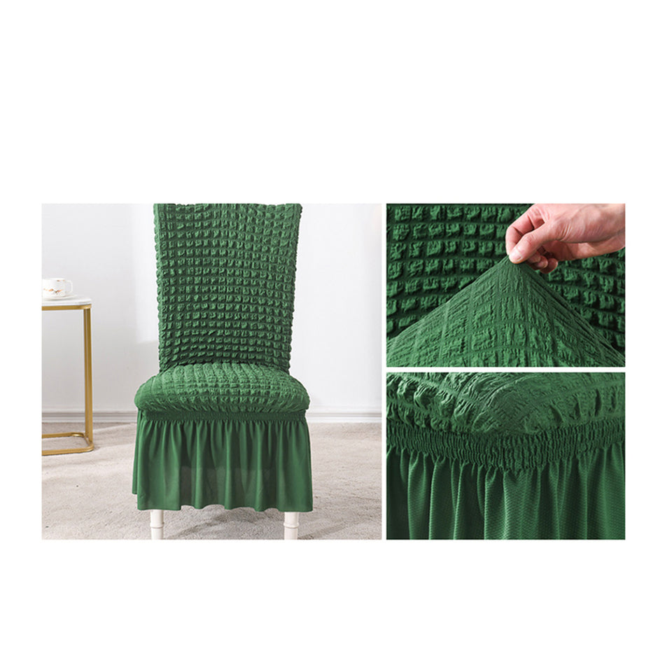 SOGA 2X Dark Green Chair Cover Seat Protector with Ruffle Skirt Stretch Slipcover Wedding Party Home Decor