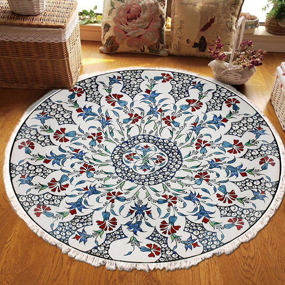 SOGA 120cm Mandala Round Area Thick Anti-slip Doormat, Home Decor