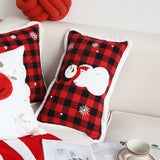 SOGA 30cm Throw Pillow Red Christmas Snowman Lumbar Cushion for Festive Holiday Winter Home Decor