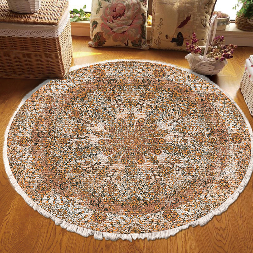 SOGA 2X 120cm Mandala Pattern Circle Area Rugs for Living Room Lounge Anti-slip Doormat Home Decor