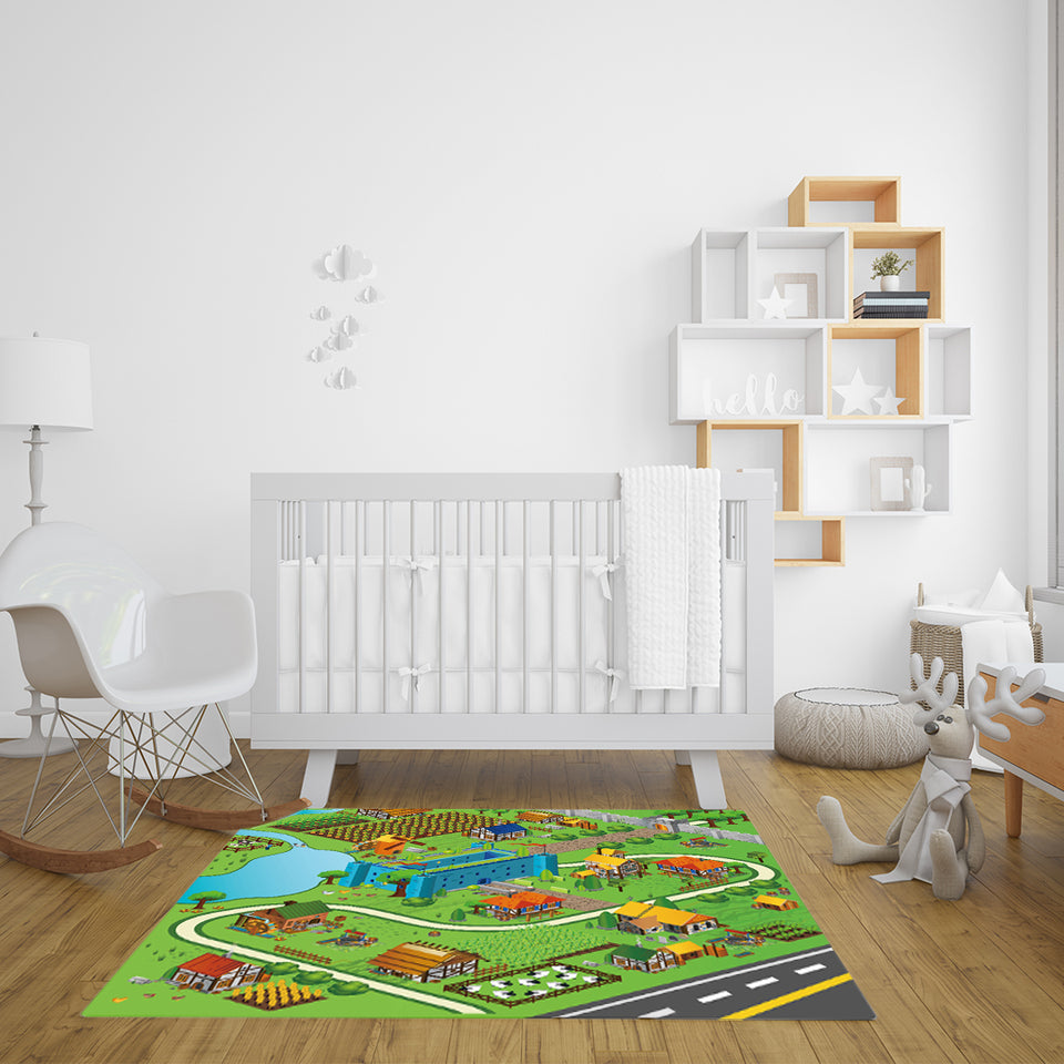 SOGA 120cm Kids Rug Street Map Play Mat Educational Baby Theme Park Area Rugs