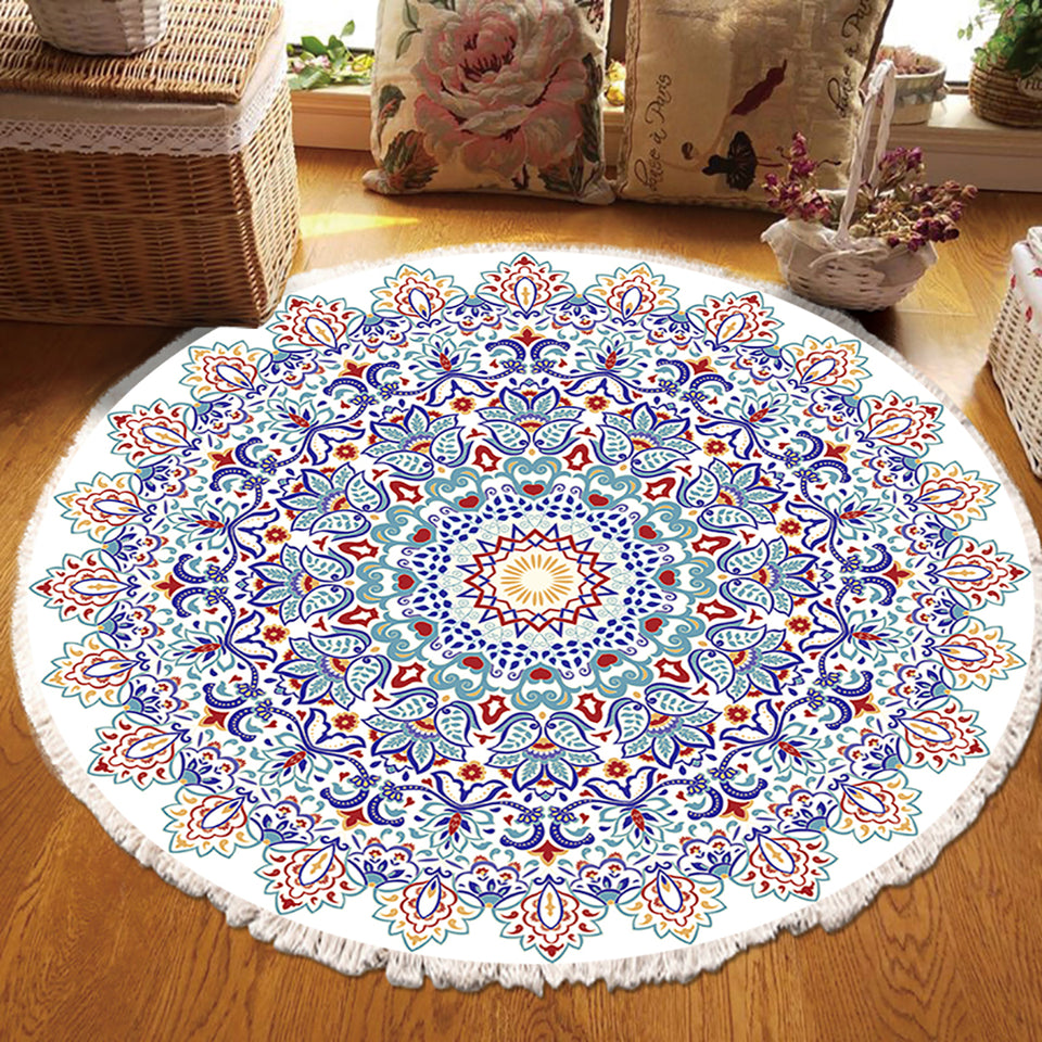 SOGA 2X 120cm Mandala Round Area Thick Anti-slip Doormat, Home Decor