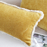 SOGA 35cm Throw Pillow Turmeric Yellow Aesthetic Chenille Texture for Home Decor