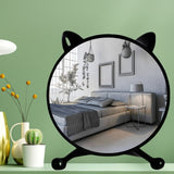 SOGA 30cm Black Smart Makeup Bedroom Table Mirror Cat Ear Style No LED Light