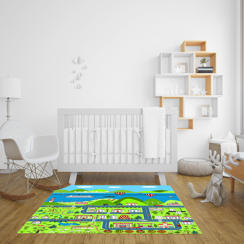 SOGA 2X 120cm Kids Rug Street Map Play Mat Educational Baby Theme Park Area Rugs