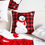 SOGA 45cm Throw Pillow Red Christmas Snowman Square Cushion for Festive Holiday Winter Home Decor