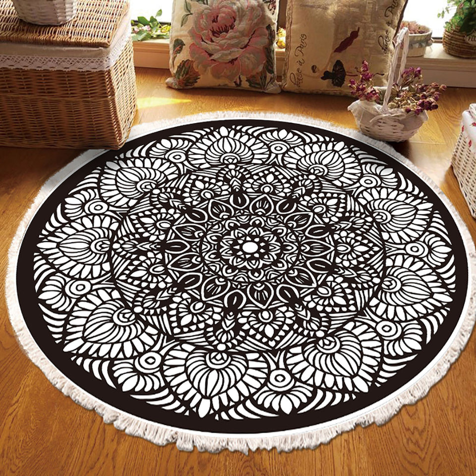 SOGA 2X 120cm Mandala Modern Ethnic Tassel Print Anti-slip Doormat, Home Decor