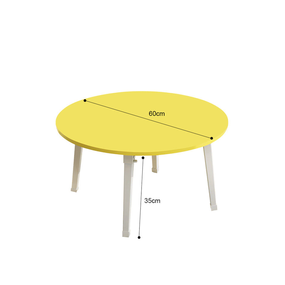 SOGA 2X Yellow Portable Floor Table Small Round Space-Saving Mini Desk Home Decor