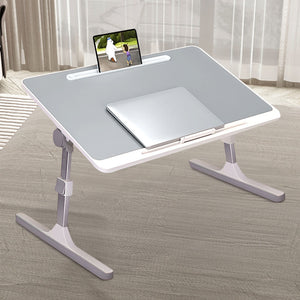 SOGA 60X40cm Grey Small Laptop Bed Portable Foldable Study Table Adjustable