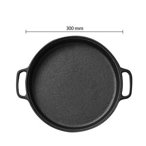 SOGA Dual Burners Cooktop Stove 30cm Cast Iron Frying Pan Skillet and 30cm Induction Casserole