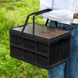 SOGA  52.5cm 55L Black Car & Camping Foldable Storage Box Crate Stackable Container with Handle