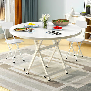 SOGA 2X White Dining Table Portable Round Surface Space Saving Folding Desk Home Decor