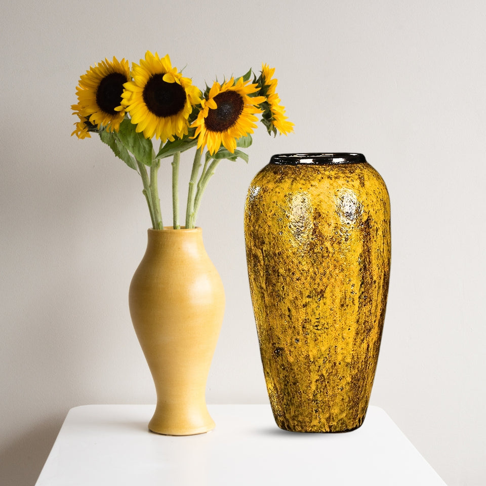 SOGA 35x17cm Yellow Large Ceramic Flower Vase Elegant Living Room Home Decor