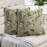 SOGA 45cm Matcha Green French Vintage Butterfly Loves Flowers Tassel Throw pillow