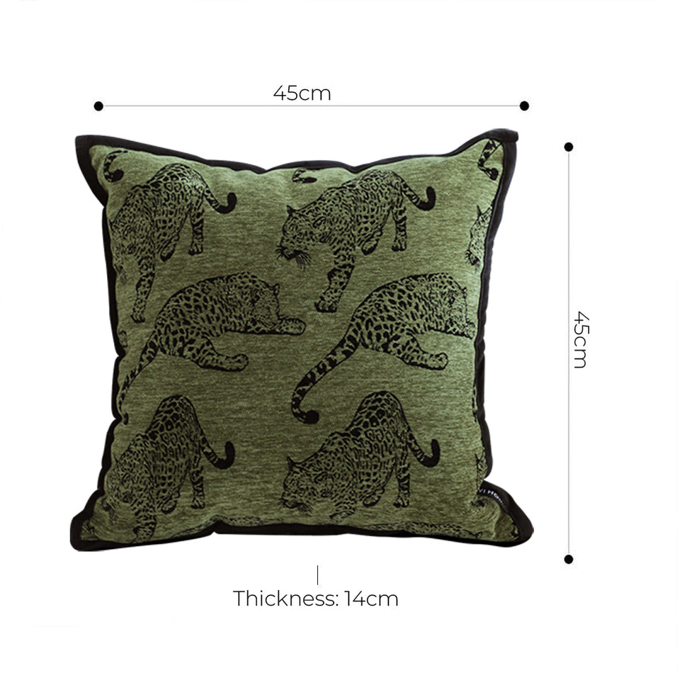 SOGA 40cm Throw Pillow Green Leopard Square Retro Decorative Cushion for Living Room