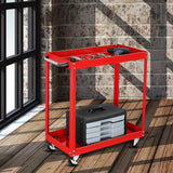 SOGA 2X 2 Tier Tool Storage Cart Portable Service Utility Heavy Duty Mobile Trolley Red