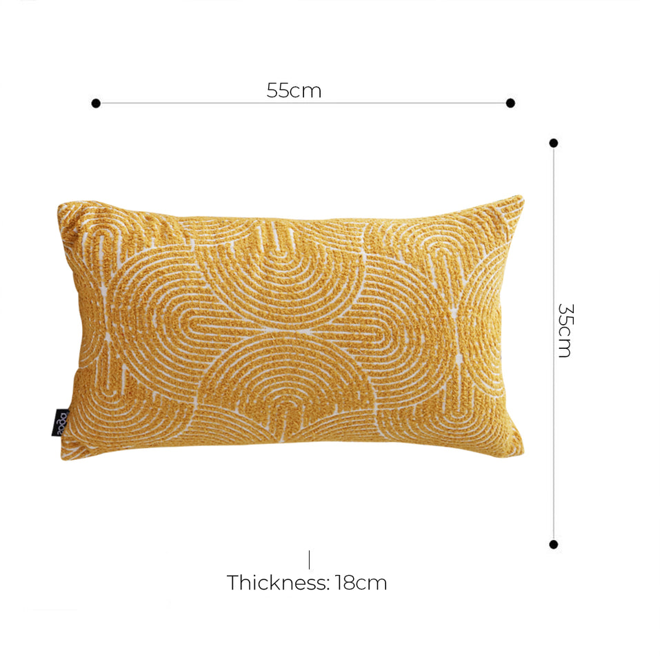 SOGA 35cm Mustard Yellow Throw Pillow Geometric Indoor and Outdoor Corded for Home Decor