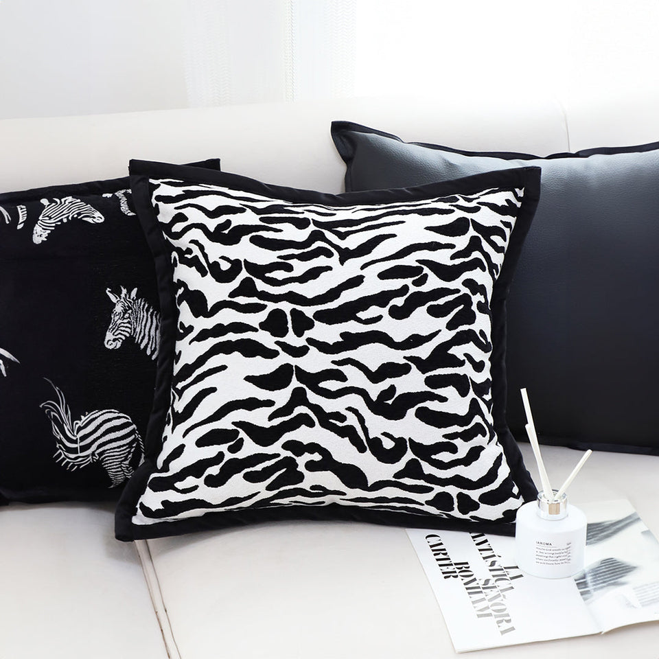 SOGA 45cm Black and White Luxury Cushion Light Mottled Texture Decorative Square Pillow Living Room