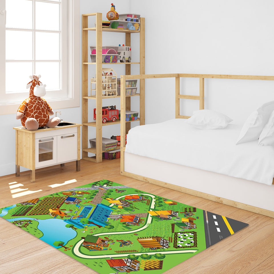 SOGA 120cm Kids Rug Street Map Play Mat Educational Baby Theme Park Area Rugs