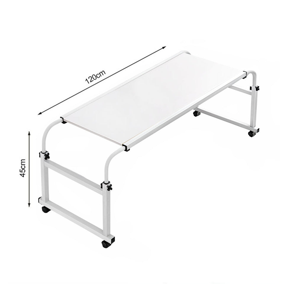 SOGA 120x45cm White Cross Bed Movable Desk Table w/ Adjustable Length & Height