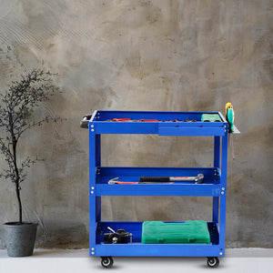 SOGA 2X  3 Tier Tool Storage Cart Portable Service Utility Heavy Duty Mobile Trolley Blue