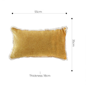 SOGA 35cm Throw Pillow Turmeric Yellow Aesthetic Chenille Texture for Home Decor