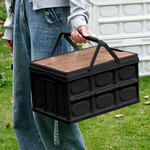 SOGA 34.5 cm 18L Black Car & Camping Foldable Storage Box Crate Stackable Container with Handle