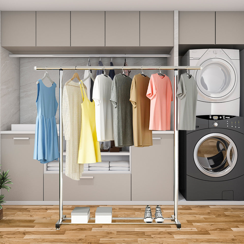 SOGA 2X 125cm Stainless Steel Floor Standing Clothes Rack Durable and Space-Saving Laundry Organizer