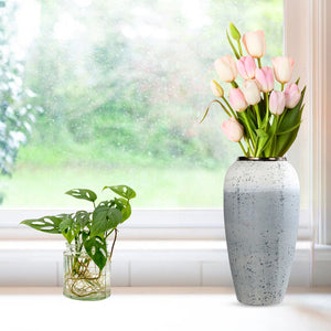 SOGA 35x17cm White and Grey Large Ceramic Flower Vase Elegant Living Room Home Decor