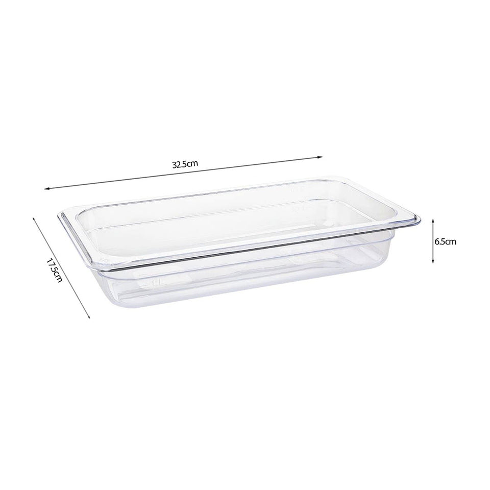 SOGA 65mm Clear Gastronorm GN Pan 1/3 Food Tray Storage Bundle of 4