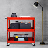 SOGA 3 Tier Tool Storage Cart Portable Service Utility Heavy Duty Mobile Trolley Red