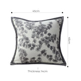 SOGA 45cm Throw Pillow Black and White Wide Border with Branch and Pine Needle Design Pattern Home Decor