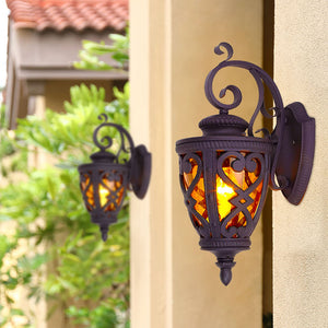 Vintage Lantern 2X 57cm Outdoor Antique Bronze Wall Sconce Classic Rustic Exterior Light Fixture