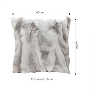 SOGA 45cm Throw Pillow Floral Gray Rabbit Fur Square Warm Cozy Decorative Cushion Home Decor