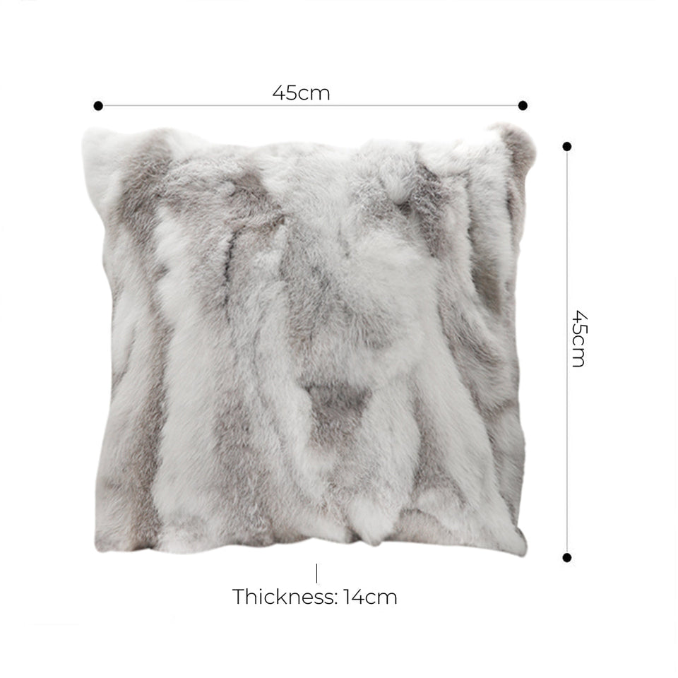 SOGA 45cm Throw Pillow Floral Gray Rabbit Fur Square Warm Cozy Decorative Cushion Home Decor