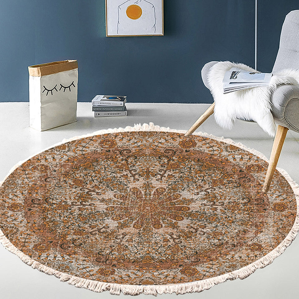 SOGA 2X 120cm Mandala Pattern Circle Area Rugs for Living Room Lounge Anti-slip Doormat Home Decor