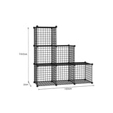 SOGA Black Portable 6-Cube 3 Column Storage Organiser Foldable DIY Modular Grid Space Saving Shelf