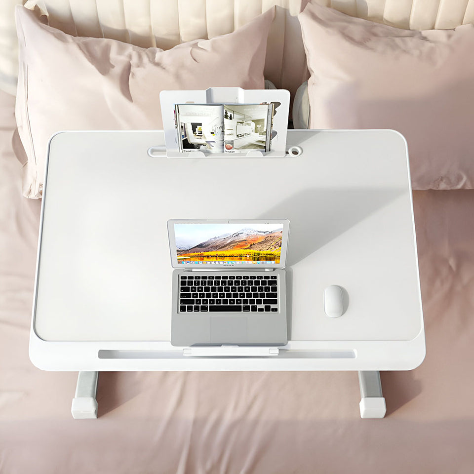 SOGA 60X40cm White Small Laptop Bed Portable Foldable Study Table Adjustable