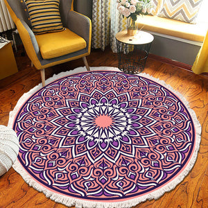 SOGA 2X 90cm Purple Mandala Round Carpet for Living Room Bedroom Anti-slip Doormat Home Decor