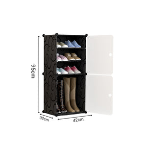 SOGA 4 Tier Shoe Rack Organizer Sneaker Footwear Storage Stackable Stand Cabinet Portable Wardrobe with Cover